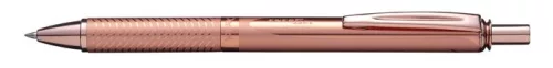 Zseléstoll, 0,35 mm, nyomógombos, rosegold tolltest, PENTEL "EnerGel BL-407" fekete, ajándék kék tollbetéttel