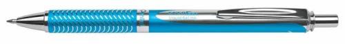Zseléstoll, 0,35 mm, nyomógombos, égszínkék tolltest, PENTEL "EnerGel BL-407" fekete, ajándék kék tollbetéttel