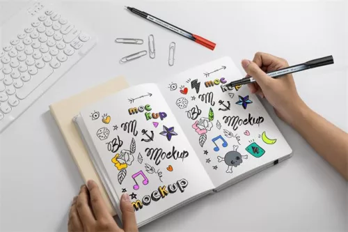 Tűfilc készlet, 0,4 mm, PENTEL "Pointliner", 24 különböző szín
