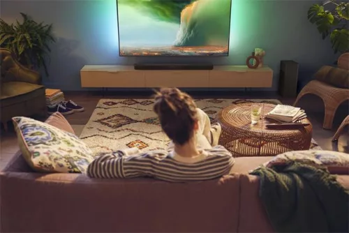 Hangszóró, vezeték nélküli mélynyomóval, PHILIPS "TAB6309", sötétszürke