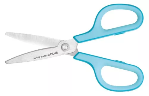Olló, általános, 17,5 cm, PLUS "Fitcut Curve", világoskék