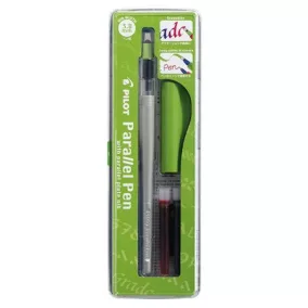   Töltőtoll, 0,5-3,8 mm, zöld kupak, PILOT "Parallel Pen"
