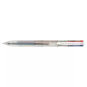   Golyóstoll, 0,27 mm, nyomógombos, áttetsző, PILOT "Super Grip G", négyszínű