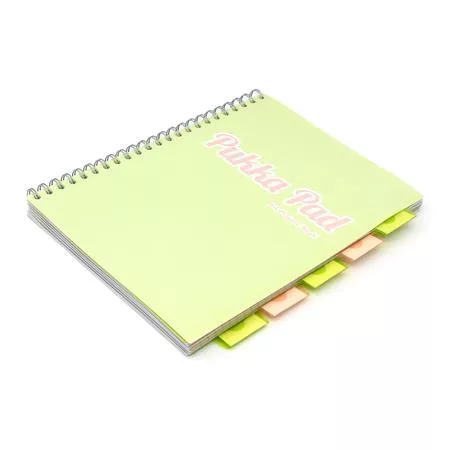 Spirálfüzet, A4, vonalas, 100 lap, PUKKA PAD "Pastel project book", vegyes szín