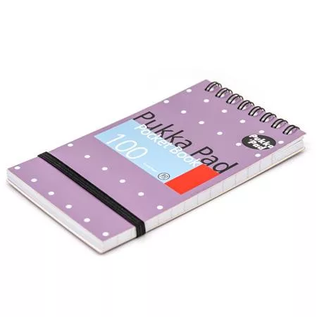 Jegyzetfüzet, A7, spirálozott, vonalas, 50 lap, PUKKA PAD "Metallic Pocket Book", vegyes színek