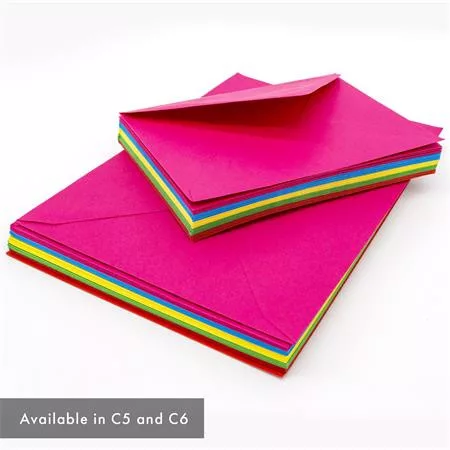 Boríték, C6, enyvezett, PUKKA PAD "Bright", vegyes színek