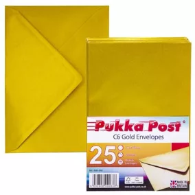 Boríték, C6, enyvezett, PUKKA PAD "Gold", arany