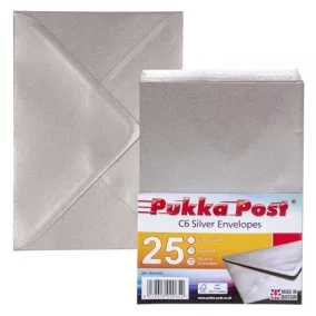   Boríték, C6, enyvezett, PUKKA PAD "Silver", ezüst