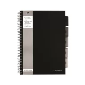   Spirálfüzet, A4, vonalas, 125 lap, PUKKA PAD "Black project book", fekete