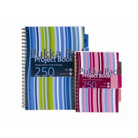   Spirálfüzet, A5, vonalas, 125 lap, PUKKA PAD "Stripe project book"