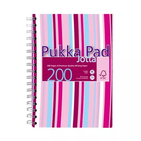 Spirálfüzet, A6, vonalas, 100 lap, PUKKA PAD "Stripe Jotta"