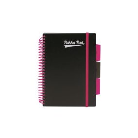   Spirálfüzet, A5, vonalas, 100 lap, PUKKA PAD, "Neon black project book"