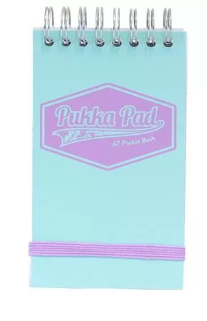 Jegyzetfüzet, spirálozott, A7, vonalas, 50 lap, PUKKA PAD "Pastel", vegyes színek