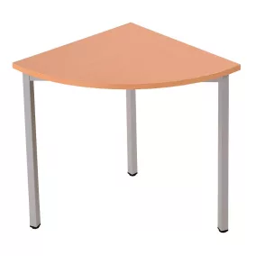   Negyedkör alakú asztal, négyzet keresztmetszetű fém lábakkal, 750mmx900mmx800mm, Szürke/bükk