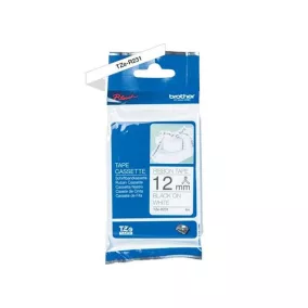   Feliratozógép szalag, selyem, 12 mm x 4 m, BROTHER, "TZe-R231", fehér-fekete