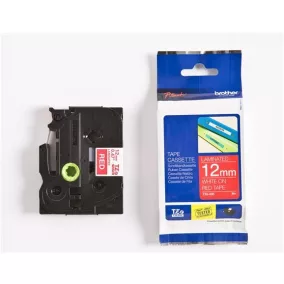   Feliratozógép szalag, 12 mm x 8 m, BROTHER, "TZe-435", piros-fehér