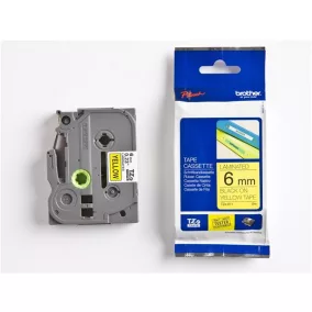   Feliratozógép szalag, 6 mm x 8 m, BROTHER, "TZe-611" sárga-fekete