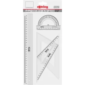 Vonalzó készlet, műanyag, ROTRING, víztiszta