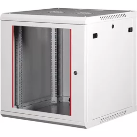   Rack szekrény, fali, 19", 12U, lapraszerelt, LANDE "PROlineB", szürke
