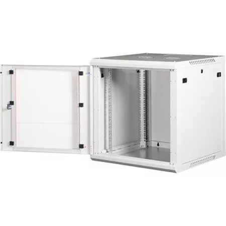 Rack szekrény, fali, 19", 12U, lapraszerelt, LANDE "PROlineB", szürke