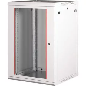   Rack szekrény, fali, 19", 18U, lapraszerelt, LANDE "PROlineB", szürke