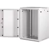 Rack szekrény, fali, 19", 18U, lapraszerelt, LANDE "PROlineB", szürke