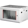 Rack szekrény, fali, 19", 6U, lapraszerelt, LANDE "PROlineB", szürke