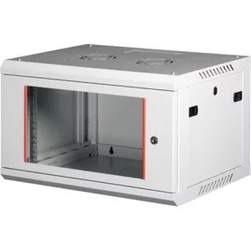   Rack szekrény, fali, 19", 6U, lapraszerelt, LANDE "PROlineB", szürke