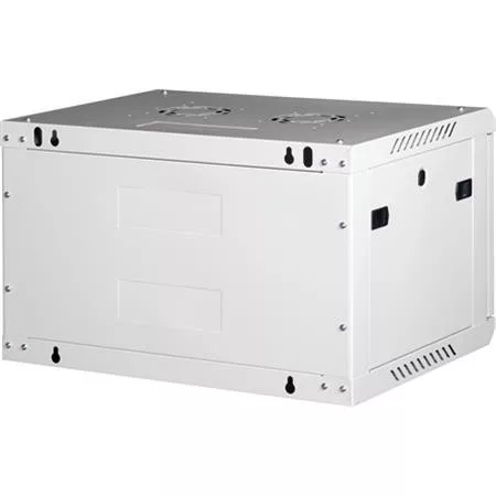 Rack szekrény, fali, 19", 6U, lapraszerelt, LANDE "PROlineB", szürke