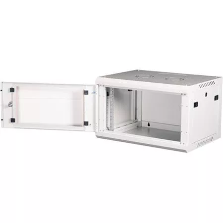 Rack szekrény, fali, 19", 6U, lapraszerelt, LANDE "PROlineB", szürke