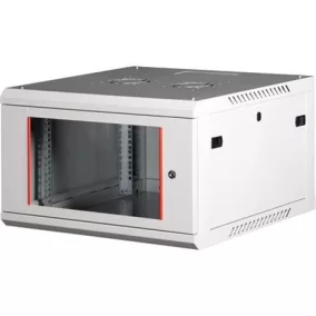  Rack szekrény, fali, 19", 6U, lapraszerelt, LANDE "PROlineB", szürke