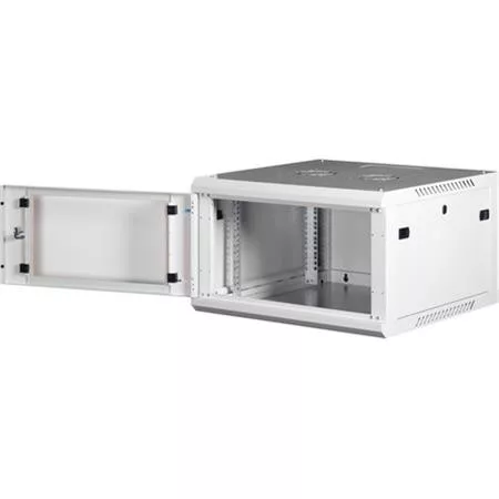 Rack szekrény, fali, 19", 6U, lapraszerelt, LANDE "PROlineB", szürke