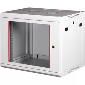   Rack szekrény, fali, 19", 9U, lapraszerelt, LANDE "PROlineB", szürke
