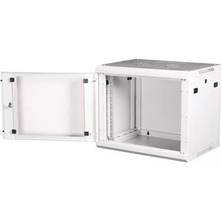 Rack szekrény, fali, 19", 9U, lapraszerelt, LANDE "PROlineB", szürke
