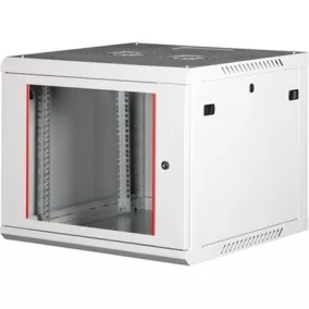   Rack szekrény, fali, 19", 9U, lapraszerelt, LANDE "PROlineB", szürke