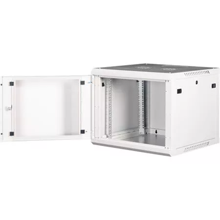 Rack szekrény, fali, 19", 9U, lapraszerelt, LANDE "PROlineB", szürke