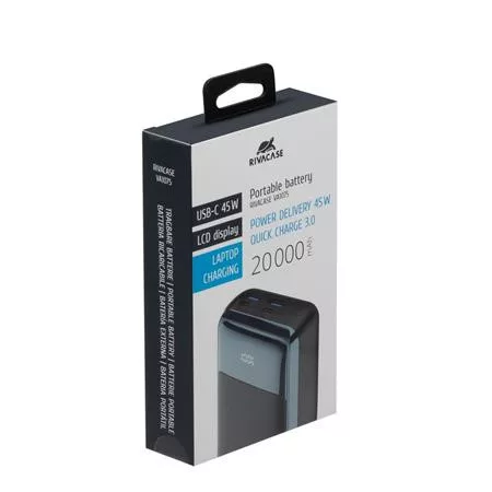 Power bank, laptopokhoz, 20.000mAh, 45W, RIVACASE "VA1075"