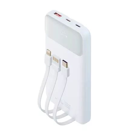 Power bank, beépített kábellel, 10.000mAh, RIVACASE "VA2211", fehér