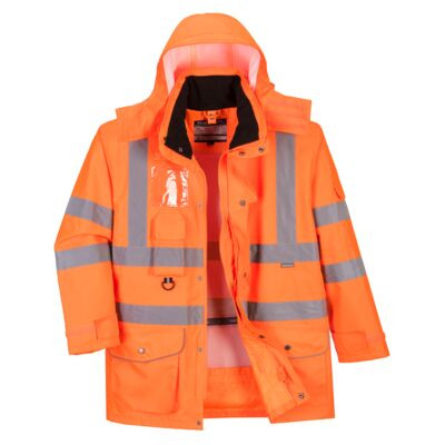 Hi-Vis légáteresztő az 7-in-1 közlekedési kabát