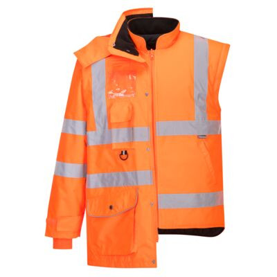 Hi-Vis légáteresztő az 7-in-1 közlekedési kabát