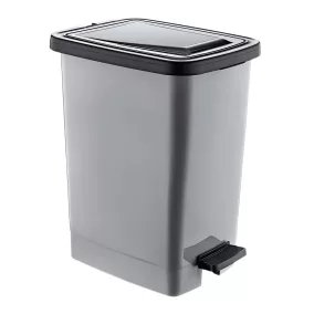   Slim Műanyag pedálos szemetes, ezüst/szürke, belső vödörrel 15L