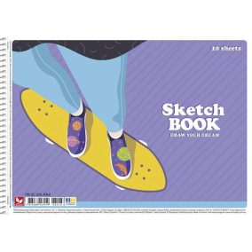   Vázlatfüzet, spirál, A4, 120 g, 20 lap, SHKOLYARYK "Draw your dream", vegyes