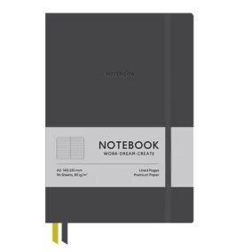   Jegyzetfüzet, A5, vonalas, 96 lap, keményfedeles, műbőr borító, SHKOLYARYK "Genius", sötétszürke