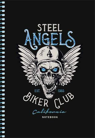 Spirálfüzet, A5, kockás, 80 lap, SHKOLYARYK " Skate board", vegyes