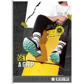   Spirálfüzet, A4+, vonalas, 80 lap, SHKOLYARYK "Get a grip", vegyes