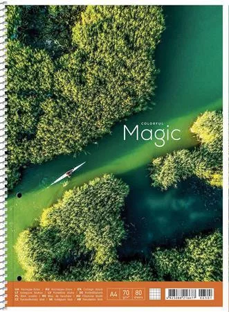 Spirálfüzet, A4+, kockás, 80 lap, SHKOLYARYK "Colourful magic", vegyes
