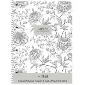   Spirálfüzet, A4+, kockás, 80 lap, SHKOLYARYK "Vintage flowers", vegyes