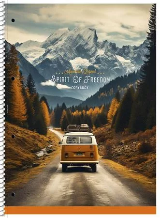 Spirálfüzet, A4+, vonalas, 80 lap, SHKOLYARYK "Spirit of Freedom", vegyes