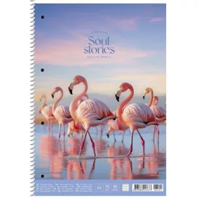   Spirálfüzet, A4+, kockás, 80 lap, SHKOLYARYK "Soul stories", vegyes