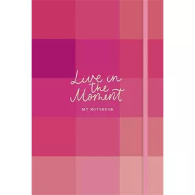   Jegyzetfüzet, A5, vonalas, sima, pontrácsos, 96 lap, keményfedeles, SHKOLYARYK "Live in the moment", vegyes minta